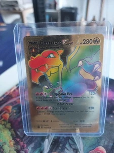 Charizard VSTAR Rainbow Gold Karte Sammlerstück Geschenk/Display NM - Bild 1 von 1