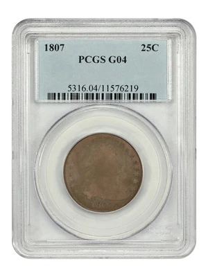 1807 25C PCGS Bueno 04 - Busto drapeado cuarto Foto 1 de 4