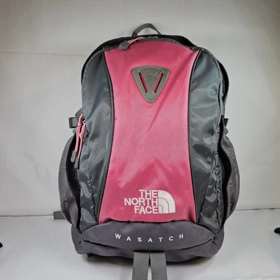 Mochila The North Face Wasatch Rosa Gris Exterior Escuela Viaje Senderismo Bolsa Foto 1 de 4