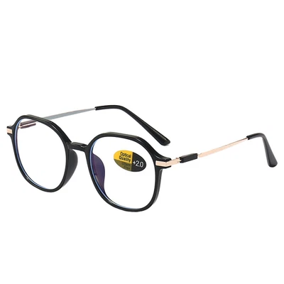 Gafas de lectura marco de polígono anti-luz azul gafas para presbicia 0 ~ +4,0 Foto 1 de 4