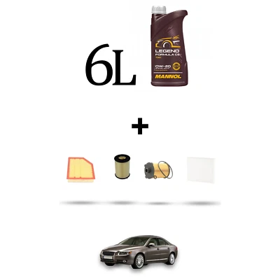 HOFFCAR Kit tagliando 4 FILTRI e 6L OLIO per Volvo S80 II 2.0 D4 133kw Dal 2013 - Image 1 of 4
