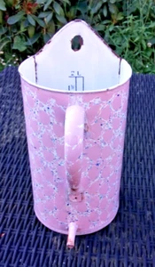 antik end of day enamelware pot pink pitcher jug enema pot enamel graniteware - Picture 1 of 15