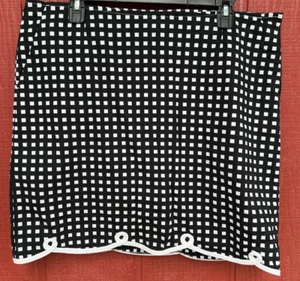 Women's Golftini Skort "The Ace" Black White Check Scallop Hem Size 12L - Picture 1 of 5