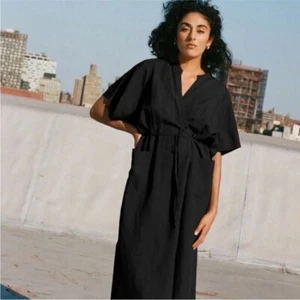 Vestido Mara Hoffman Emira en Negro Midi talla 2X NUEVO Mezcla de Lino Talla Grande - Imagen 1 de 13