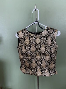 Vintage Penney's Metallic Pineapple Top Size 12 60s Gold Hollywood Regency 50s - Picture 1 of 10