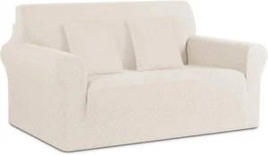 Ruaozz Loveseat Sofa Cover (2 Seater) with 2 Pillow Covers Ivory - Picture 1 of 3