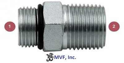 1/4" (7/16-20) Male SAE ORB x 1/4" Male NPTF Straight Adapter 6401-04-04 - Image 1 of 3