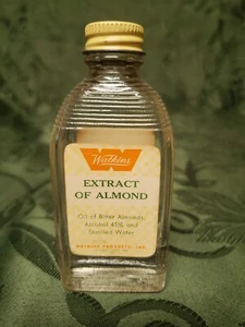 Botella de vidrio vintage Watkins con extracto de almendra diseño de embalaje publicitario - Imagen 1 de 5