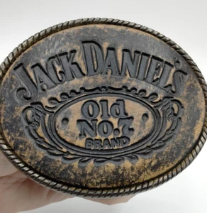 Vintage Jack Daniel's Etched Oval Belt Buckle Old No. 7 Brand Made In Spain - Picture 1 of 7