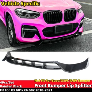 Front Bumper Lip Spoiler Splitter Fit For BMW X3 X4 2018-2021 G01 G02 M Sport - Picture 1 of 7