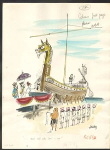 ORIGINAL PLAYBOY COLOR CARTOON ART BY SMILBY FRANCIS WILFORD-SMITH SLAVE SHIP - Picture 1 of 1