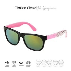 Black + Pink Kids Childrens Sunglasses Classic Shades Fashion Glasses Boys Girls - Picture 1 of 12