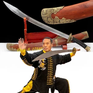 Chinese WuShu Broadsword Folded Steel Sharp Sword KUNGFU Oxtail Knife 牛尾刀 DAO - Picture 1 of 10