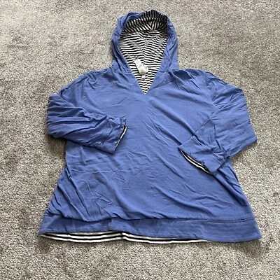 Weekends by Chico's Hoodie Sweatshirt Womens Chico 2 US Size Large Blue V Neck - Image 1 of 4