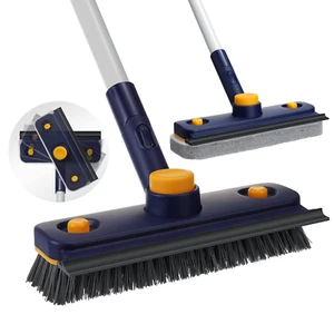 Floor Scrubber 3 in 1, Floor Scrub Brush with Squeegee, Long Handle Tub Tile Scr - Picture 1 of 12