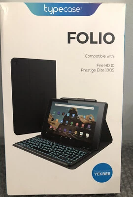 New Typecase Folio Keyboard Case For Fire HD10, Prestige Elite 10QS Black-slim.. - Image 1 of 4
