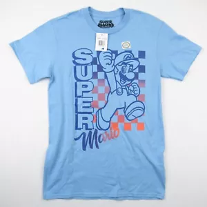 Super Mario Bros Shirt Men's Size S Nintendo Hybrid Apparel Graphic Tee Sky Blue - Picture 1 of 5