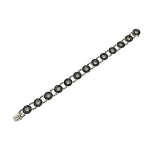 Georg Jensen Sterling Silver Daisy Bracelet with Black Enamel Length 20cm 7.8" - Picture 1 of 10