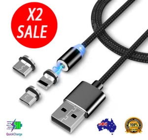2xCables Set Magnetic Ez Charging Cable Charger 2.4A ForApple Type-C MicroUSB - Picture 1 of 10