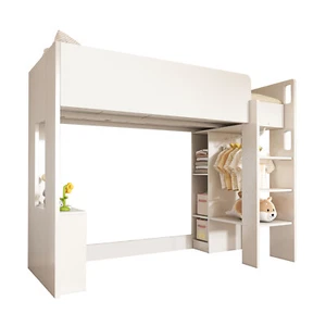 Kinderbett Hochbett Einzelbett 90x200cm mit Schreibtisch, Kleiderstange, Regale - Bild 1 von 14