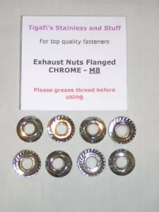 Kawasaki Z650/Z750/Z900/Z1000 - Exhaust Nuts Flanged in 8 mm / M8 - CHROME - Picture 1 of 1