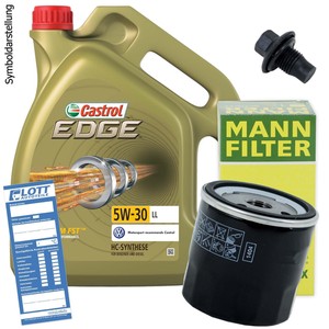 Ölwechsel Set 5L 5W-30 Öl Motoröl CASTROL + MANN Ölfilter + Ablassschraube