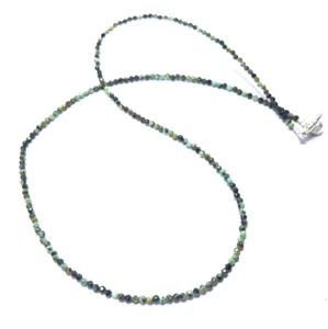 Türkis Edelstein 2 MM Rondell Facettiert Beads 30.5-102cm 925 Fein Silber Kette - Bild 1 von 7
