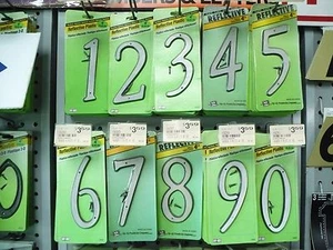House Numbers Reflective Plastic 4" with Mounting Nails Included  - Picture 1 of 5