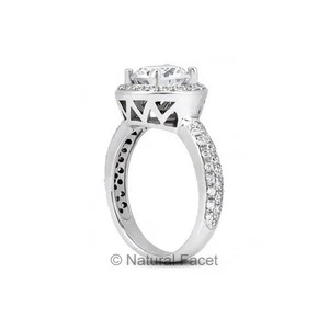 5.98ct E/SI1 Round Natural Certified Diamonds White Gold Halo Engagement Ring - Picture 1 of 3