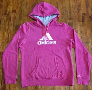 Adidas Girls Sweatshirt Hoodie Size Medium Hot Pink Pullover Logo - Picture 1 of 5