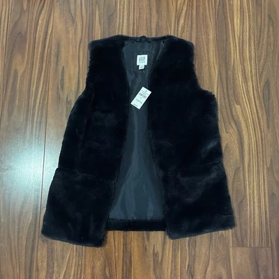 Gap Kids Black Faux Fur Vest - Girls Size M - EUC - Image 1 of 4