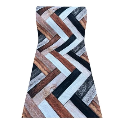 Passatoia Antiscivolo Cucina In poliester Stampa Digitale Disegno Listelli Legno - Image 1 of 4