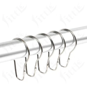 Multi-Purpose Shower Curtain Metal Silver Stainless steel Rings/Hooks/Clips - Picture 1 of 7