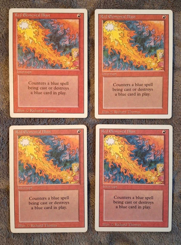 MTG Revised - Red Elemental Blast (x4) - LP -  nice looking vintage cards - Image 1 of 2