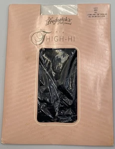 Fredericks of Hollywood Thigh Hi Navy M/L Lace Top Nylon - Picture 1 of 4
