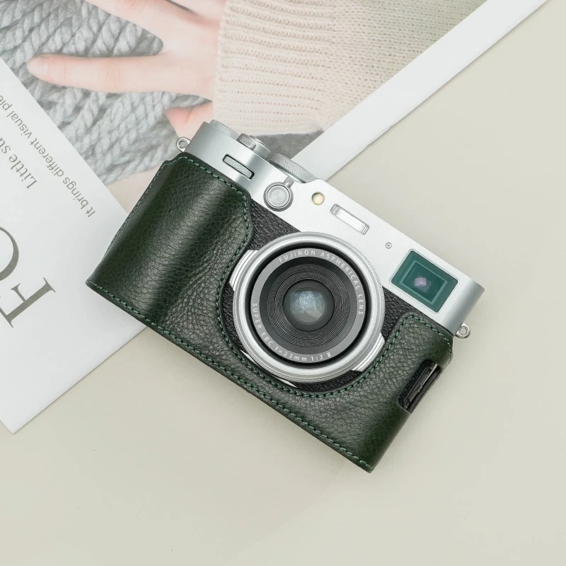 Media funda de cuero genuino hecha a mano para cámara Fujifilm X100Vi - Vendedor de EE. UU. Foto 1 de 4