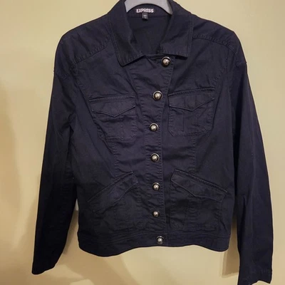 Chaqueta militar Express vintage para mujer en negro talla grande increíble estado Foto 1 de 4