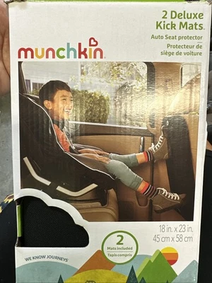 Munchkin Brica Deluxe Kick Mats Car Seat Protector Black (2pk) NEW - Image 1 of 2