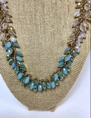 NUEVO De Dillard’s Collar Multi Cadena Azul Turquesa Cuentas Tono Dorado Foto 1 de 4