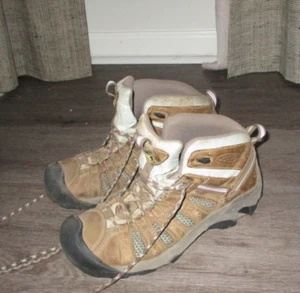 10 40.5 Keen Voyageur Mid Women's Leather Hiking Boots Tan Brown 5257-DZSS - Picture 1 of 10