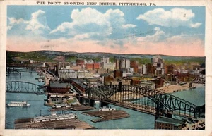 POSTAL EL PUNTO MOSTRANDO NUEVO PUENTE PITTSBURG PENNSYLVANIA - Imagen 1 de 2