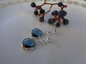 Pendientes de plata, plata 925, con cristal, azul - Imagen 1 de 8