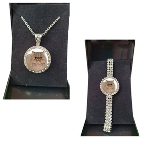 Juego de 2 brazaletes y collar y cajas de regalo color plata gato persa mascota - Imagen 1 de 6