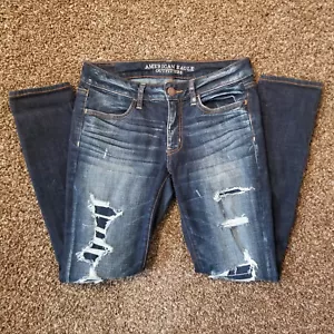American Eagle Jegging - Womens Size 6 - Distressed Low Rise Denim Blue Jeans - Picture 1 of 13
