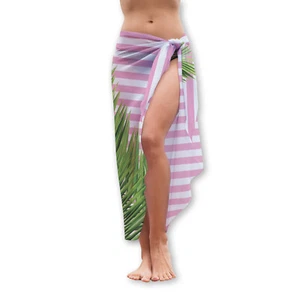 Flamingo Rosa & Weiß Streifen Design Sarong Strandbedeckung - Bild 1 von 2