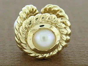 Bd076 Authentic Genuine 9K SOLID Yellow Gold Natural Round Pearl Rope Bead - Picture 1 of 3