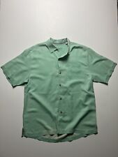 Men's L Blue Green Tommy Bahama Original Fit 100% Silk Hawaiian Shirt