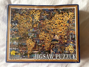 World Landmarks Map Wooden Jigsaw Puzzle Brand New - Imagen 1 de 6