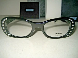 NEW Prada VPR21R Black Studded Oval Plastic Frame Eyeglasses Case 51x19x140 Box - Picture 1 of 9