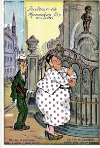Umoristica Risque Vintage Comic Postcard Manneken Pis Bruxelles PC Circa 1910 2 - Imagen 1 de 1